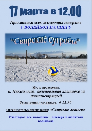 Приглашем всех желающих сыграть в волейбол на снегу